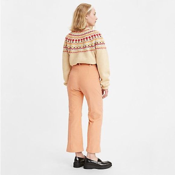 Math Club Flare Corduroy Women's Trousers - Pebble Peach - Yellow - Picture 3 of 5